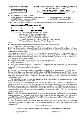 Kỳ thi chọn học sinh giỏi lớp 11 THPT năm học 2012 - 2013 đề thi môn Hóa học